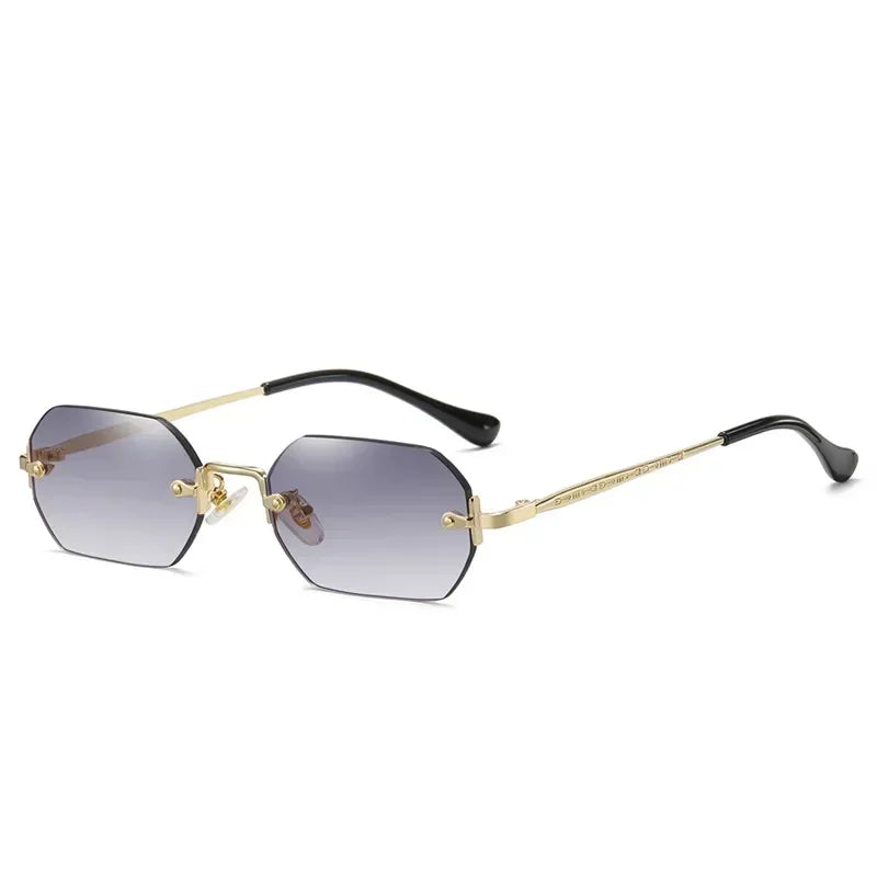 Vintage Rimless Polygon Sunglasses Women Men Luxury Brand Designer Popular Travel Small Frame Sun Glasses Ladies
