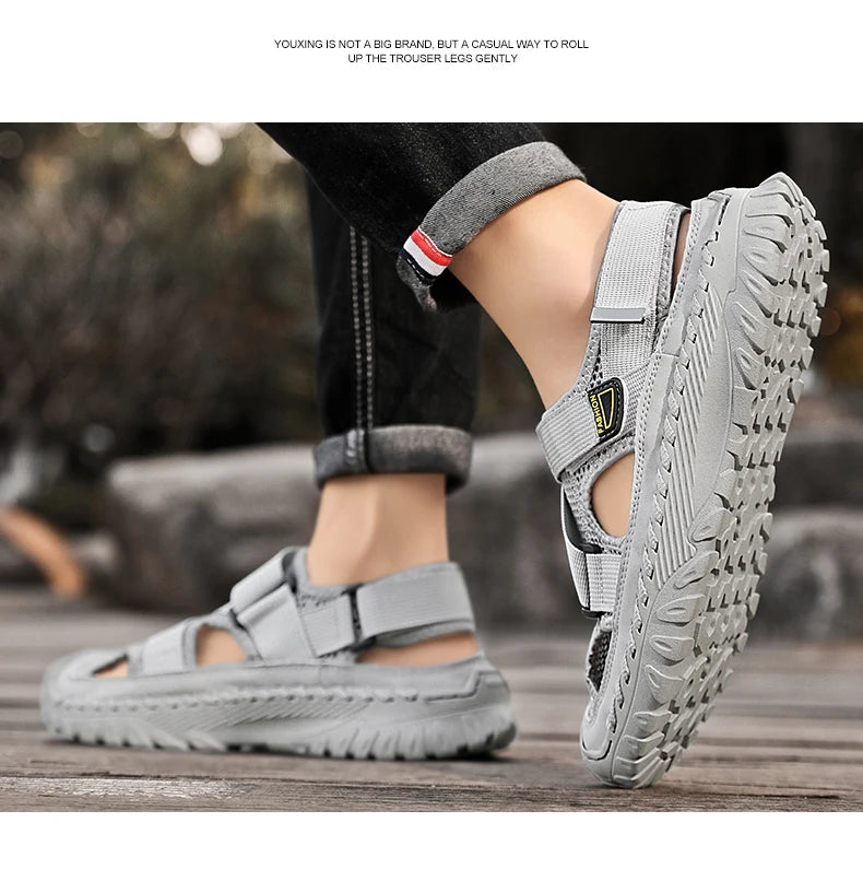 Summer Men Sandals Genuine Leather Mens Casual Shoes Outdoor Men Leather Sandals for Men Beach Shoes Roman mens Shoes