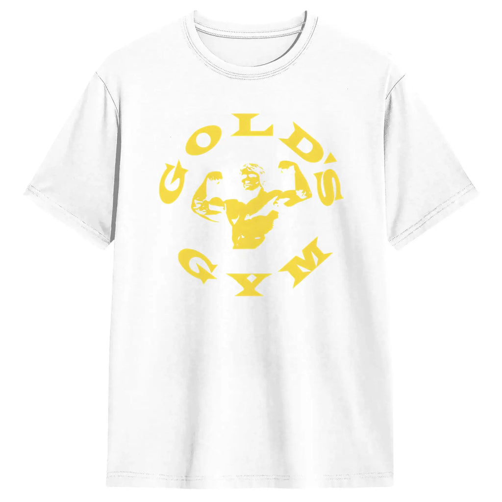 Men T-Shirts Arnold Schwarzenegger Golds Gym Casual 100% Cotton Tees Short Sleeve  T Shirt Crew Neck Tops 6XL