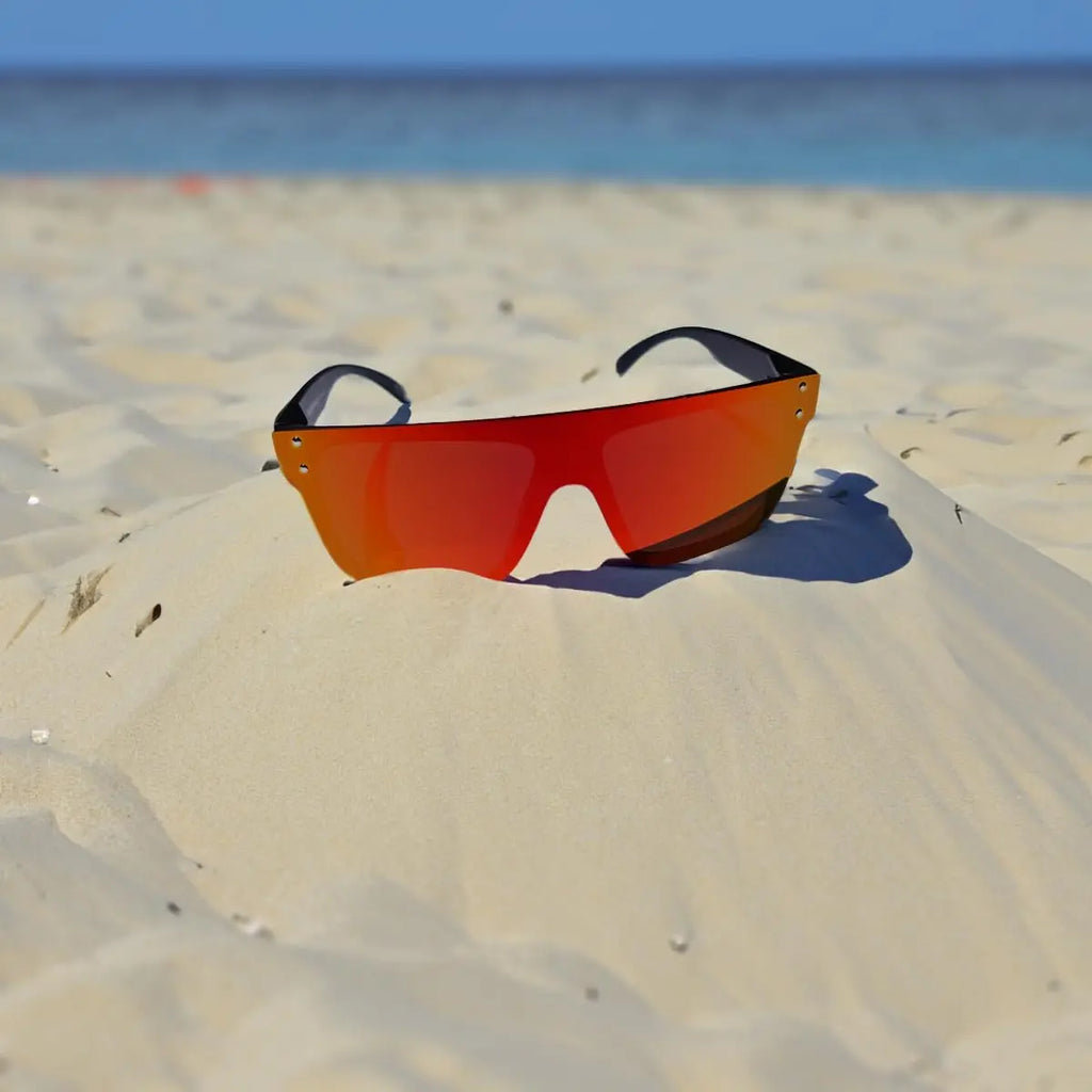 Men's sunglasses Mirrored Oversized Rimless Sun Glasses for Men Women Flat Top Shield Wrap Square UV400