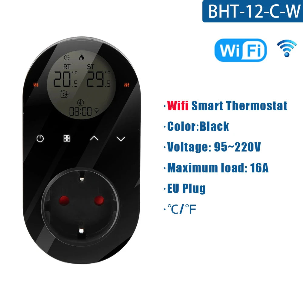 Tuya WiFi Smart Thermostat Socket APP Control Temperature Controller 16A 220V Digital Thermostat Switch EU Plug for Household