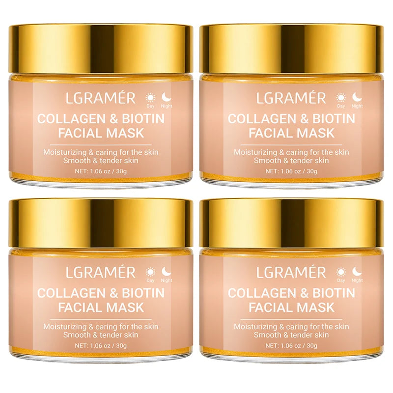 30g/60g/120g Collagen & Biotin Facial Mask,Day & Night Use, Moisturizing Hydrating, Make Skin Smooth Tender Daily Skin Care Mask