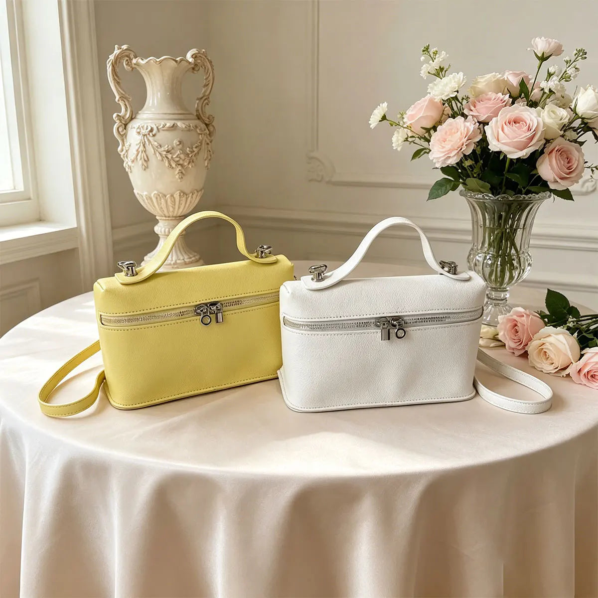 Minimalist Trend Solid Color Box Bag Litchi Pattern Portable Carrying Crossbody Bag Daily Commuting Versatile Square Bag
