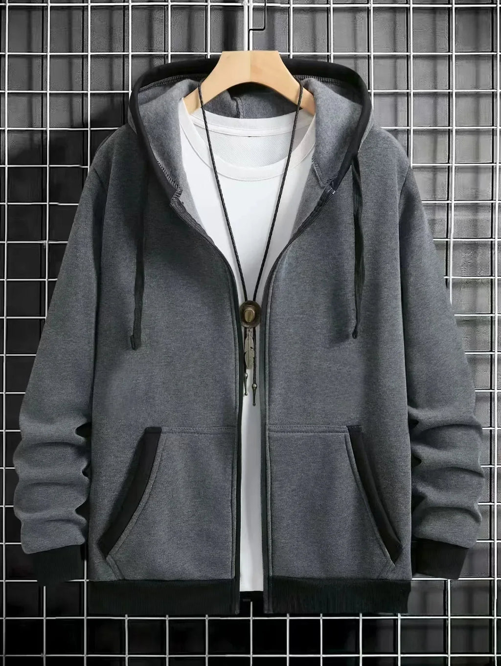 Spring and Autumn Men's Zipper Jacket Warm Windproof Hoodies Thickened Cardigan Sports Long Sleeve Sweatshirts Hooded Coat