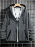 Spring and Autumn Men's Zipper Jacket Warm Windproof Hoodies Thickened Cardigan Sports Long Sleeve Sweatshirts Hooded Coat
