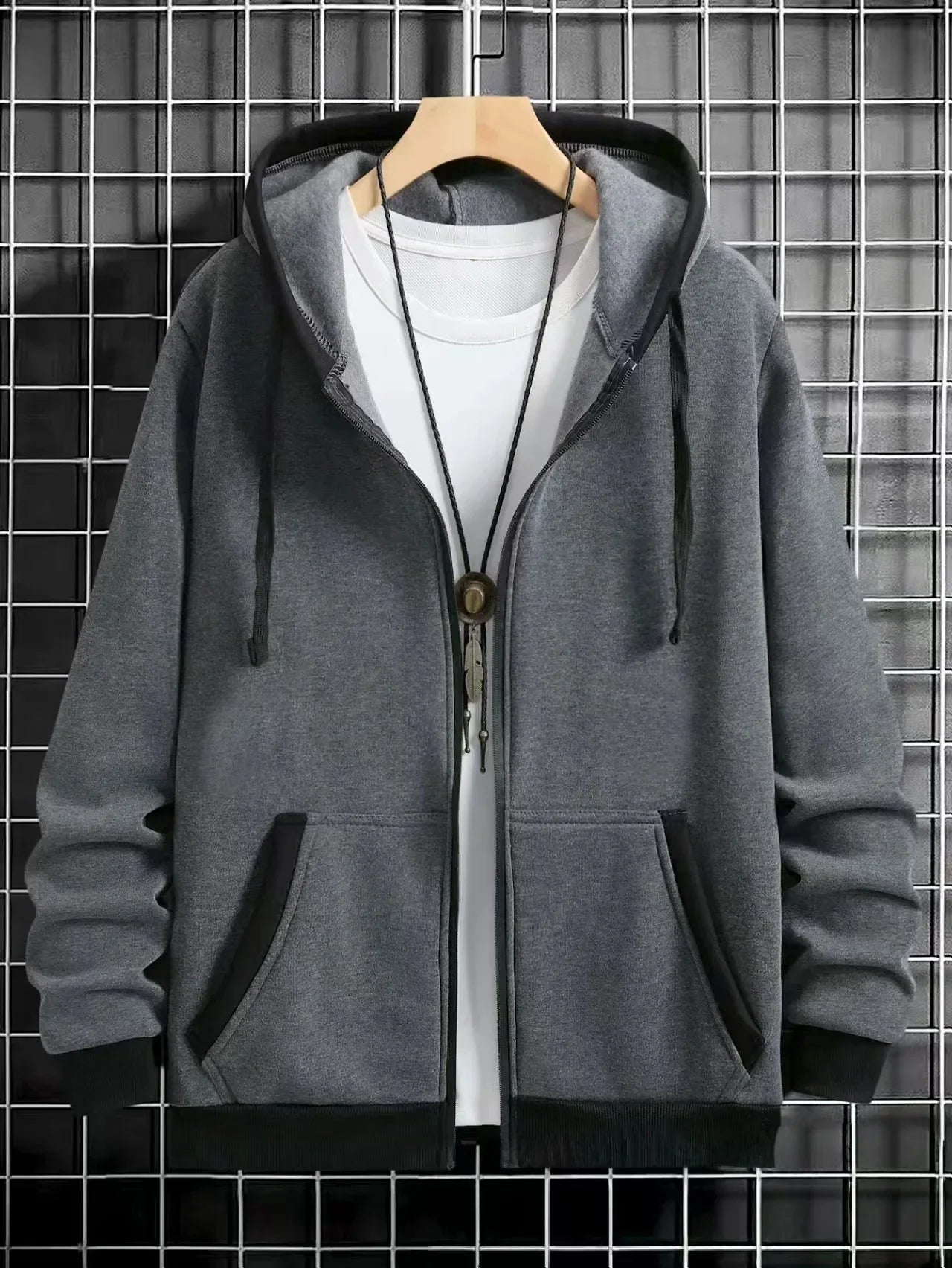 Spring and Autumn Men's Zipper Jacket Warm Windproof Hoodies Thickened Cardigan Sports Long Sleeve Sweatshirts Hooded Coat