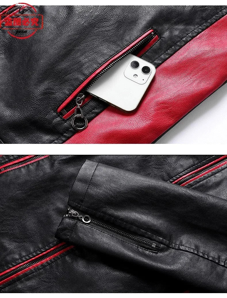 Gold Wing 1800 motorcycle LOGO washed pu leather jacket men's windproof autumn and winter spring and autumn leather jacket