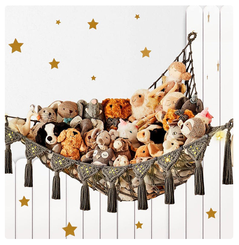 Triangle Toy Net Plush Toy Storage Corner Hanging Cotton Rope Hand-woven Toy Hammock