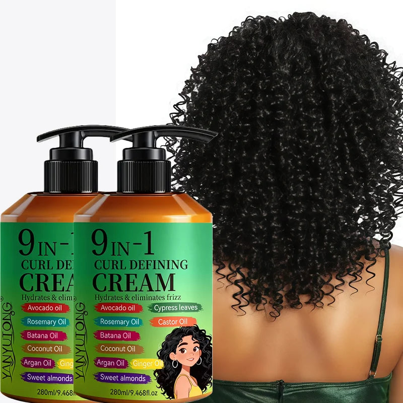 280ml Curly Hair Styling Cream, Moisturizing and Smoothing Formula, Enhances the Elasticity and Shine of Curly Hair, Easy to Set