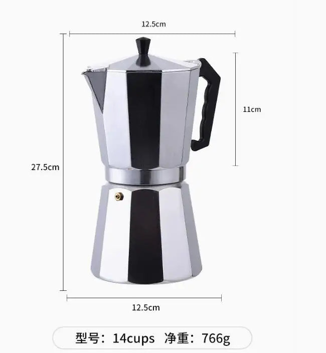KNCOKAR 1/2/3/6/9/12/14cup Stovetop Moka Coffee Maker Italian Top Moka Espresso Cafetera Expresso Percolator Cafe Coffee Pot