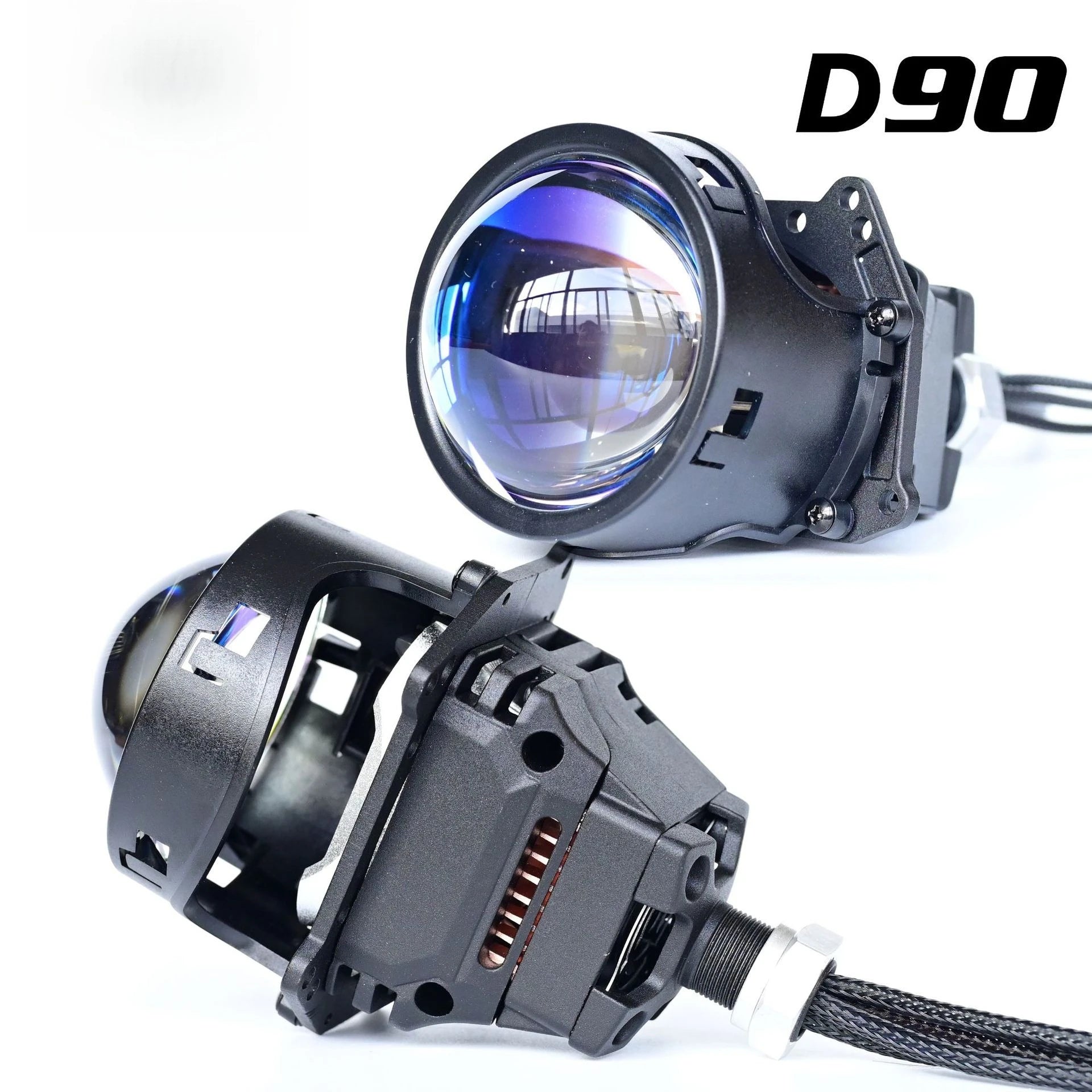New 3 Inch Bi LED Projector Headlight with Halo 180W High Power Plug and Play Dual Beam H4 H7 Car LED Headlamp Retrofit Upgrade