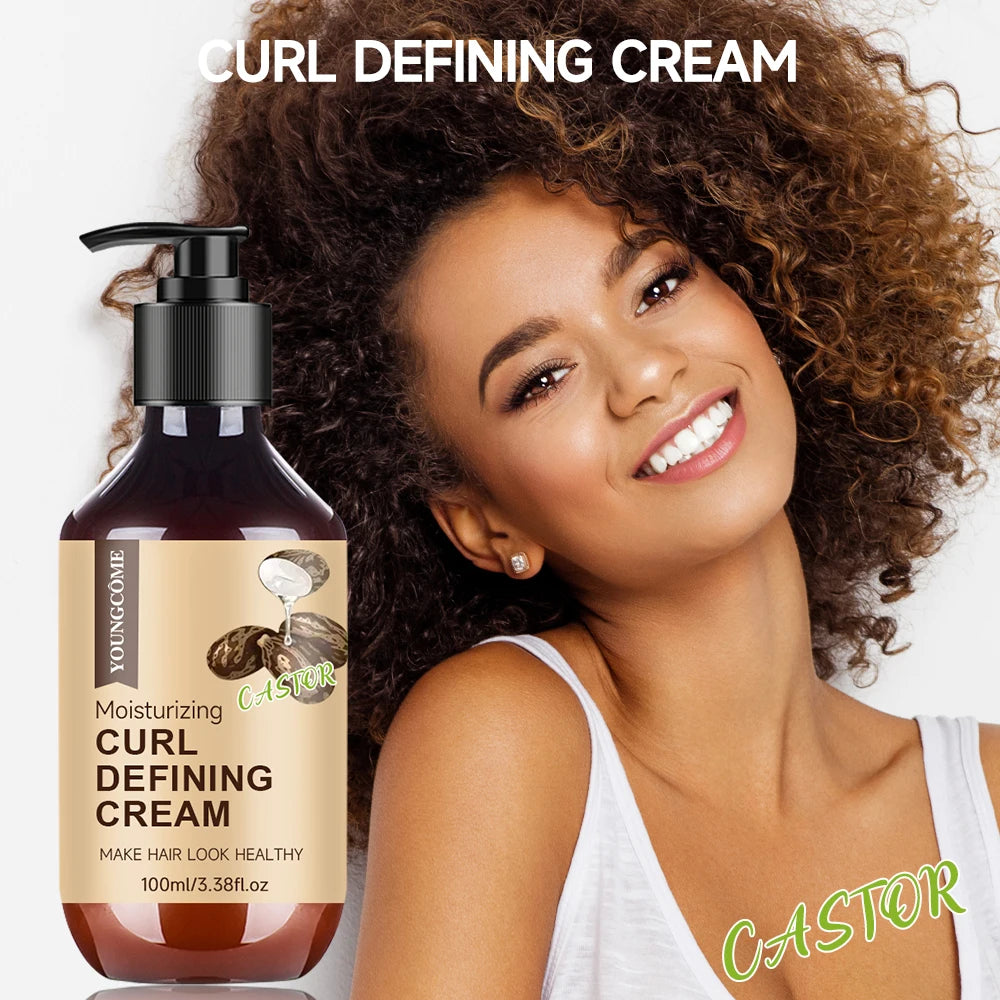 Castor Curl Styling Cream Shampoo Hair Treatment  Loc, Twist Gel, Tames Frizz & Edges Frizzy Smooth Nourish Straightening Care