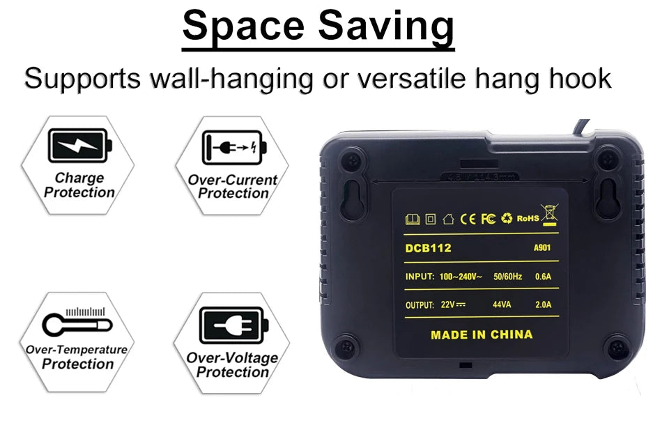 DCB112 Charger Repalcement for Dewalt 12V/20V Battery Charger Compatible with Dewalt 12V/20V Max Battery DCB200 DCB203 DCB125 DCB107