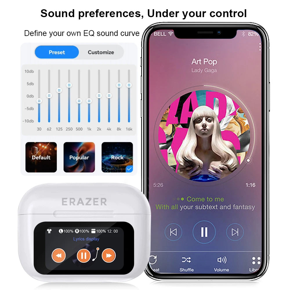 Choice ERAZER Airs Pro Wireless Bluetooth Earphones Touch Screen Headphones HiFi Earbuds ANC Noise Reduction Headsets HD Call