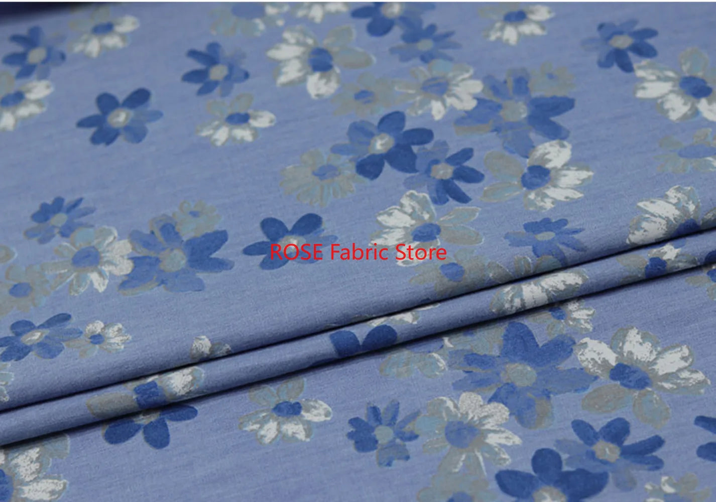High-quality Delicate floral print denim For coats, shirts, pants, bags, DIY hand sewing, designer fabrics