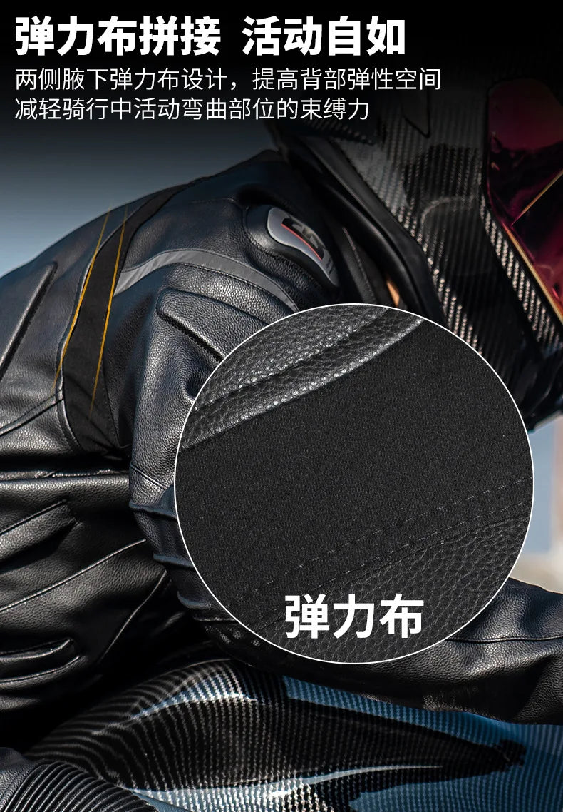 GHOST RACING Winter Motorcycle Jacket Leather Chaqueta Moto Men Waterproof Moto Suit Motorbike Riding Jacket Motocross Jacket