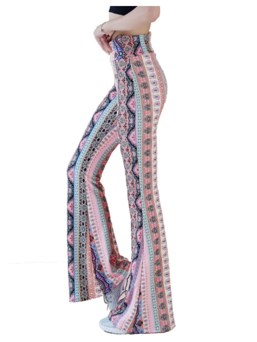 Flare Print Leggings Bell Bottom Palazzo Pants for Women Buttery Soft High Waisted High Waist Ethnic Paisley Bootcut Tall Long
