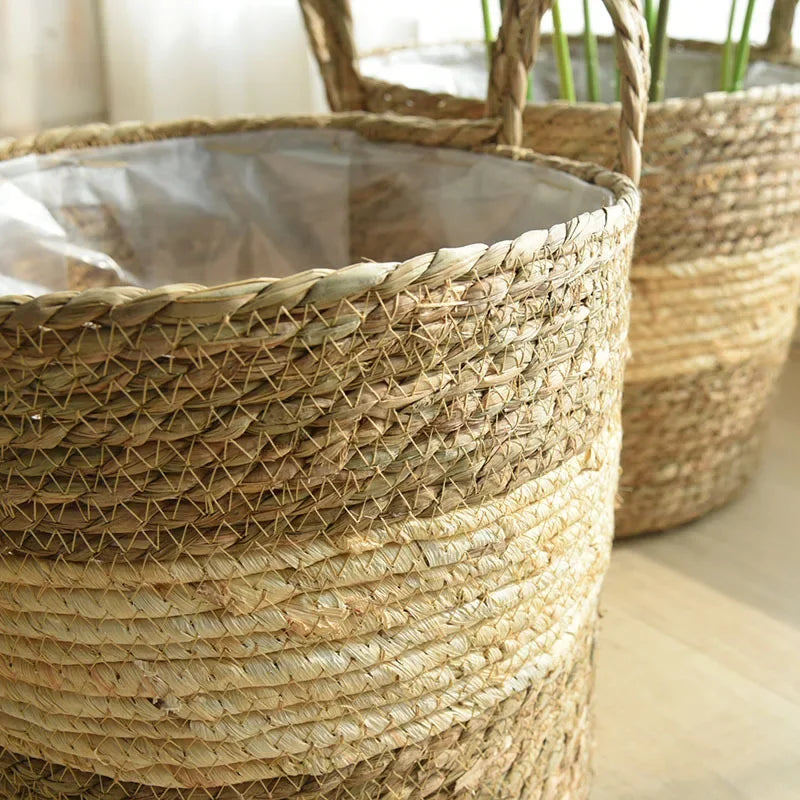 Natural Wicker Planter Basket  Flower Pot Home Garden Rattan Basket Straw Flower Basket 20/25/30CM