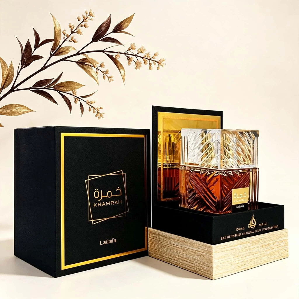 Lattafa Khamrah Eau De Parfum Spray 100ml, Long Lasting Warm Spicy Vanilla Amber Woody Fragrance, Luxury Cut Crystal Square Bottle Arabian Perfume for Daily Occasion Gift Collection