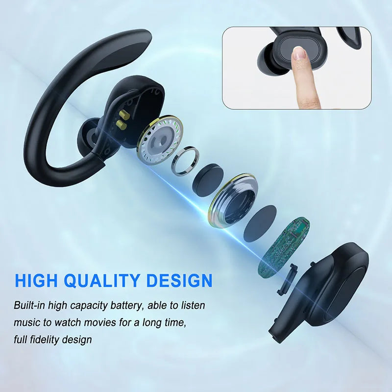 Wireless Bluetooth Headphones Bone Conduction Noise Reduction HiFI Stereo Effects Waterproofing Headset with Mic for Run Walk