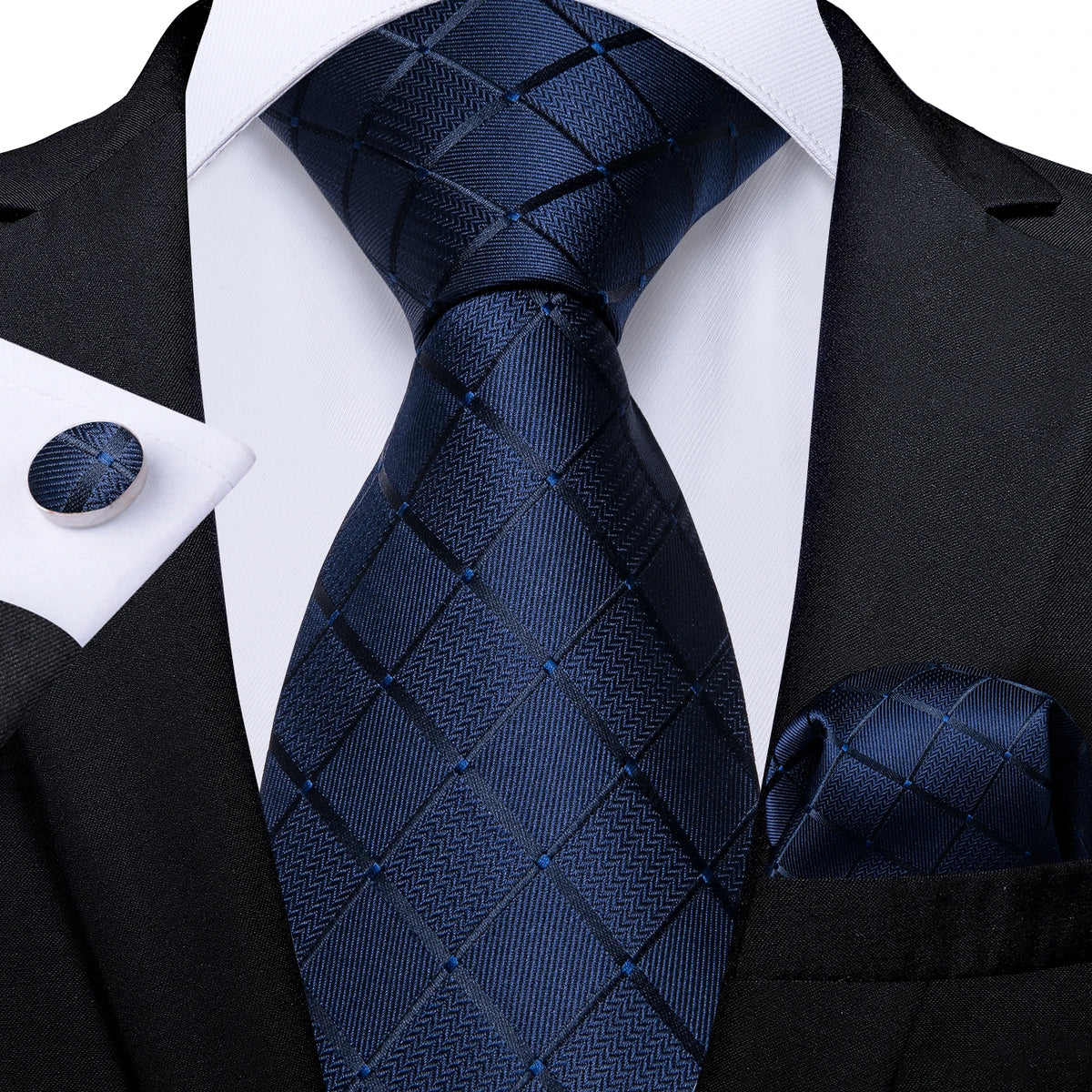 8cm Men's Polyester Ties Pocket Square Cufflinks Green Gold Paisley Wedding Party Accessories Necktie Gift