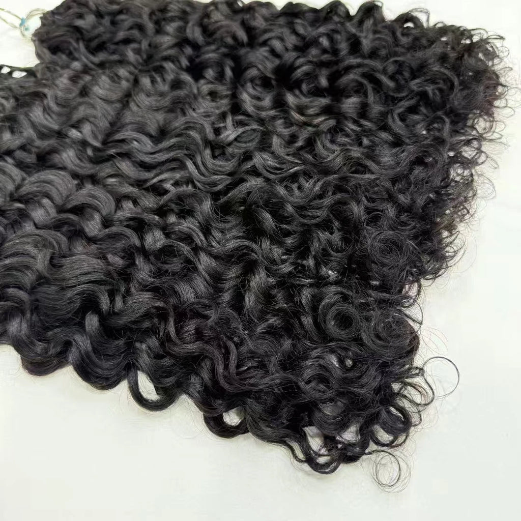 NABI Pre-Separated Crochet Human Hair Bundle Miracle Knots Braiding 14-18inch Water Wave Curly Human Hair for Women