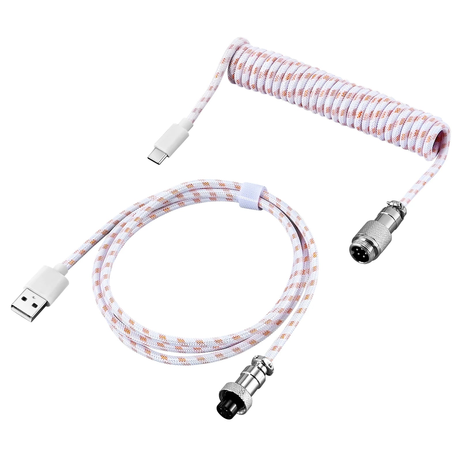 Metal USB A to TYPE C Braided Cable Mechanical Keyboard Coiled Cable USB Spring Wire Aviator Desktop Computer Aviation Connector