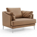 Modern Two-Seater Brown Synthetic Leather Durable Commercial Office Sofa For Home Apartment Workshop Or Living Room Use