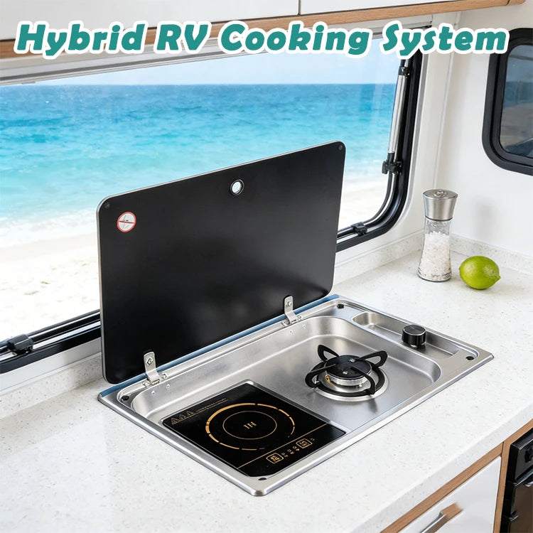 JDA Wholesale SS304 RV Built-In Gas Burner And Induction Cooker For Caravan Camper & Marine Use