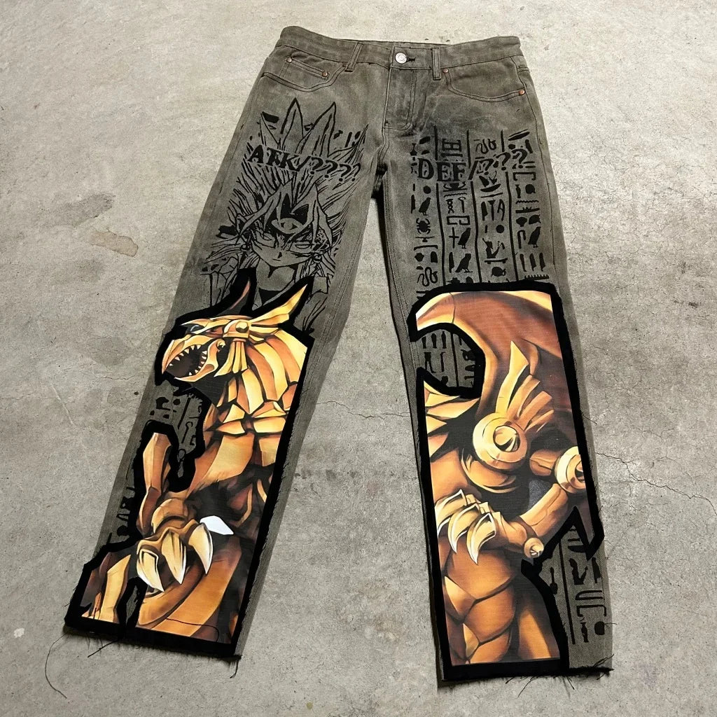 Harajuku Zoro Y2k Baggy Jeans Women Vintage Wide Leg Denim Pants Popular Jeans Streetwear Couples Trouser Men Clothing