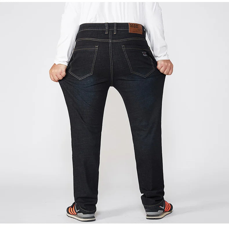 Extra Large Size 56 Men's Jeans High Waist Straight Denim Pants Male Stretch Classic Autumn Winter Super Plus Big 50 52 54 10XL