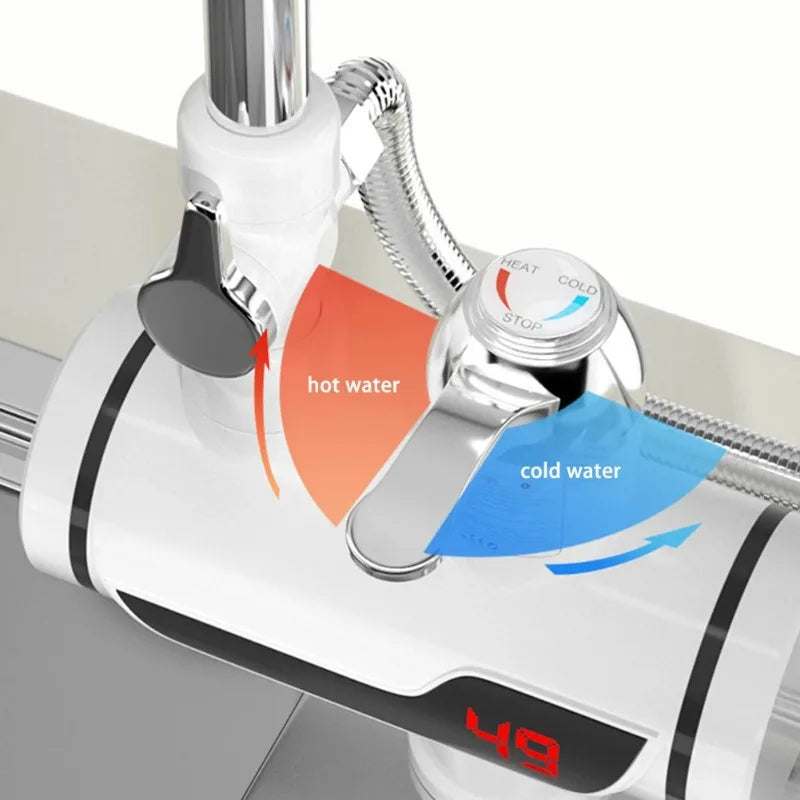 220V Electric Instant Hot Water Faucet 3000w Water Heater Fast Heating Tap with LED Temperature Display Water Heater Shower