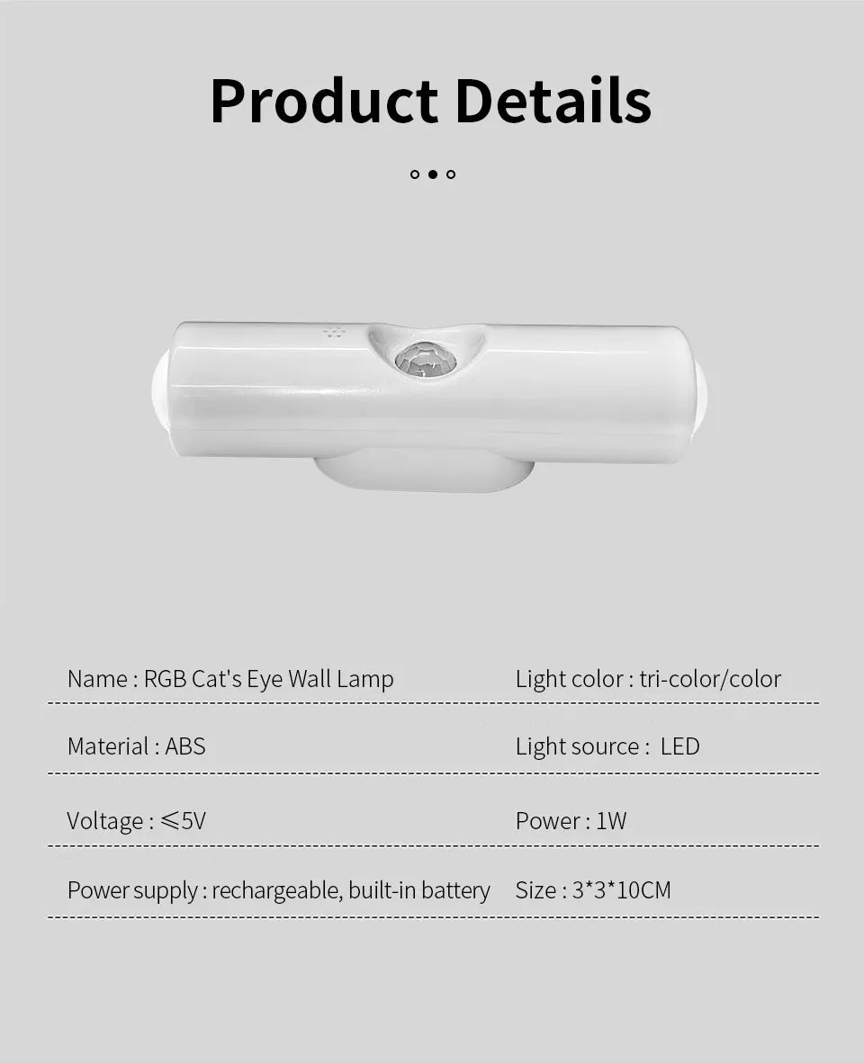 Magnetic Rechargeable LED Night Light RGB Sunset Lamp Wireless Wall Lamp With Motion Sensor For Stair Cabinet Hallway Room Decor
