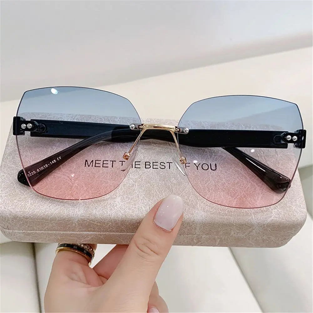 Vintage Rimless Sunglasses 2024 Women Gradient Sunglasses  Summer Shades Fashion UV400  Frameless Sun Glasses Ladies Eyeglasses