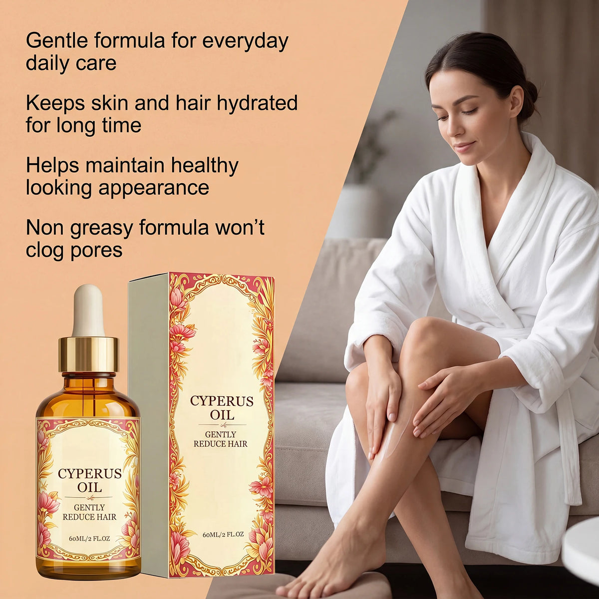 Cyperus Rotundus Oil Hair Growth Inhibitor Hair Removal Smooth Soothing Silky Minimizing Soften Nourishing Moisturizing Body Oil