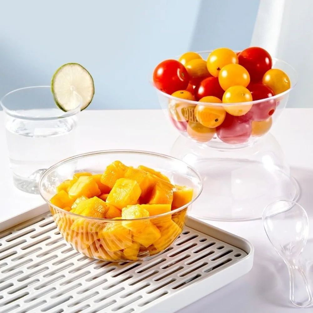 25PCS Food Grade Plastic Disposable Lunch Bowl Thick Kitchen Accessories Hot Pot Tableware Transparent Round Lunch Bowl