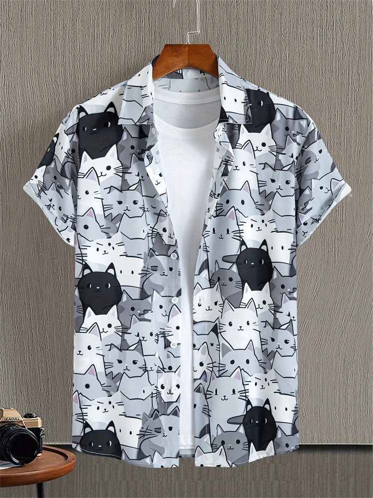 2025 Hawaii Men's Shirts 3d Printed Loose Plus Size Shirts and Blouses High Quality Men's Clothing Beach Party Sweatshirts