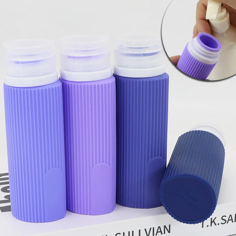 4pcs 100ML Silicone Travel Bottles Accessories Portable BPA Proof Squeezable Size Free Sets Leak Proof Travel Size Split Bottle