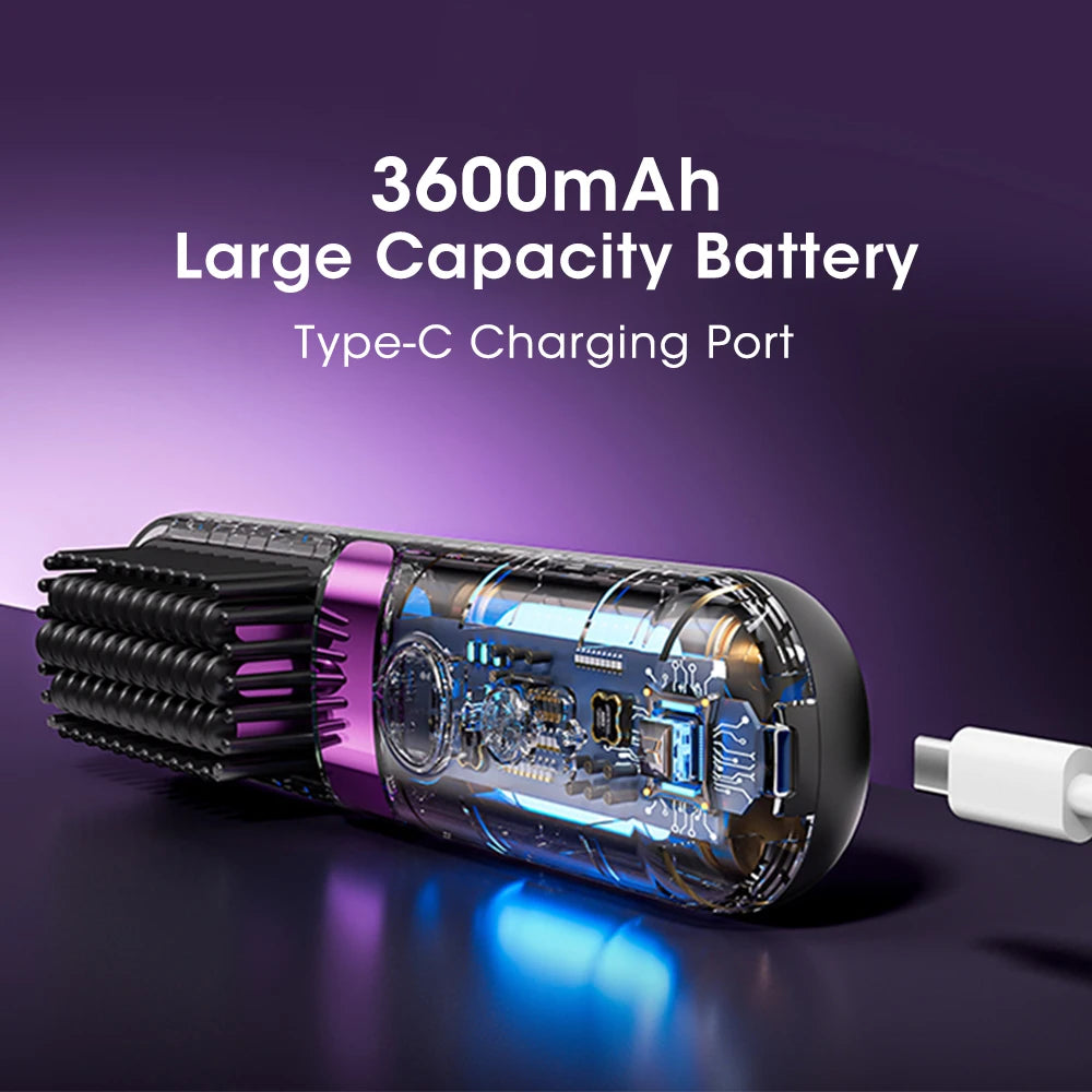 Portable Hair Straightener Brush 4 Temp Setting Cordless Straightening Comb LED Display Ceramic Coating Ionic Technology Styling