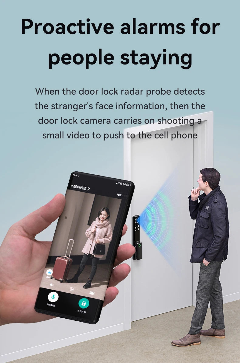 Glomarket Tuya Wifi App Unlock Digital Door Lock 3D Face Fingerprint Recognition Smart Video Intercom Aluminum Door Cloud