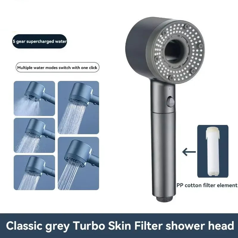 For Xiaomi 5 Modes Water Saving Shower Head Adjustable High Pressure Showerhead Handheld Spray Hangable Bathroom Accessories ﻿