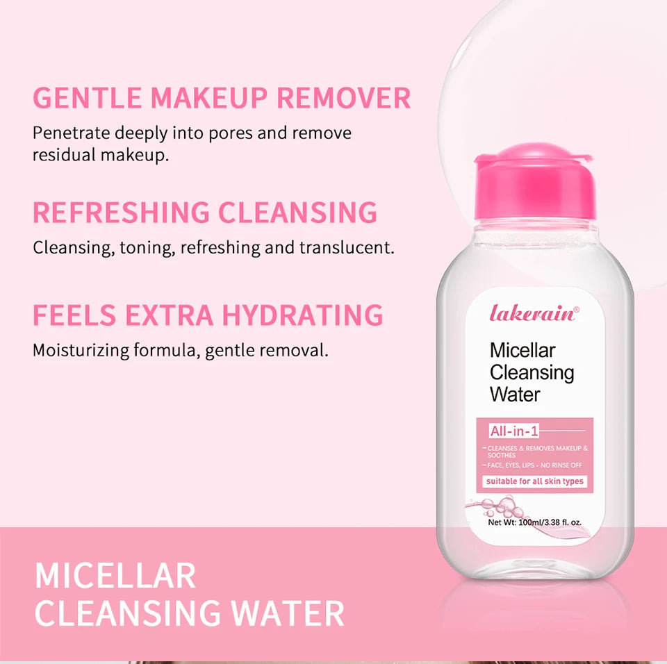 Micellar Cleansing Makeup Remover Mild Formula without Leaving Any Residue Micellar Technology Absorbs Impurities Extra Hydrating Efficient Makeup Remover