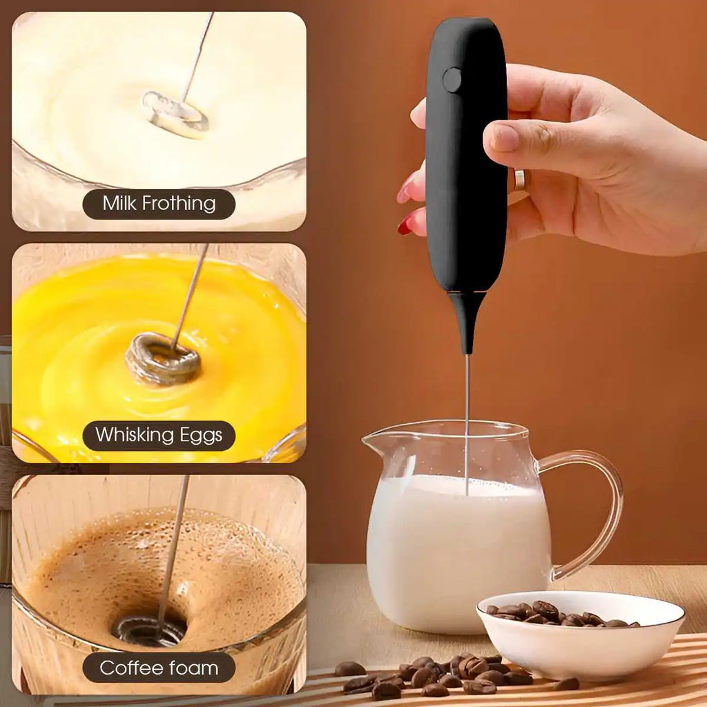 1PC Handheld Stainless Steel Electric Milk Frother Whisk Creamer (No AA Batteries Required) Beverage Coffee Frother Ideal Gift