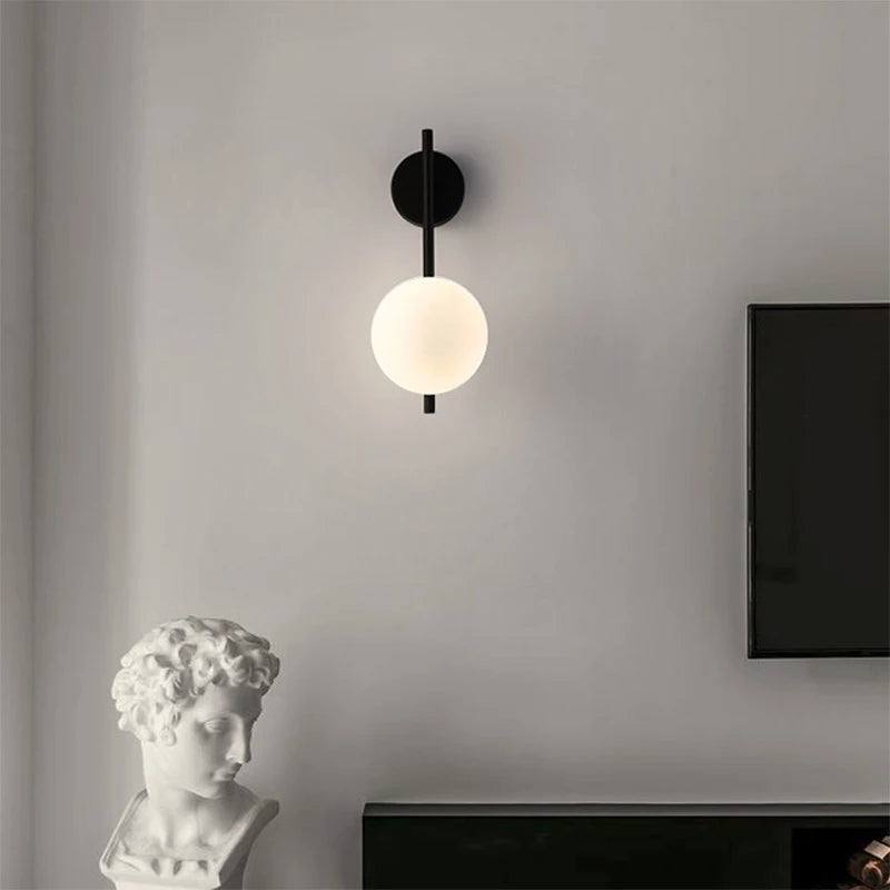 Modern LED Wall Lamps Black Gold Glass Ball Wall Sconces Living Rom Bedroom Hotel Decor Wall Lights Bedside Lights Aisle Lamp G9