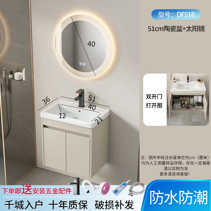 Wall Basin Bathroom Cabinet Set Sink Mirrors Shelves Bathroom Cabinets Storage Organizer Mobile Bagno House Accessories