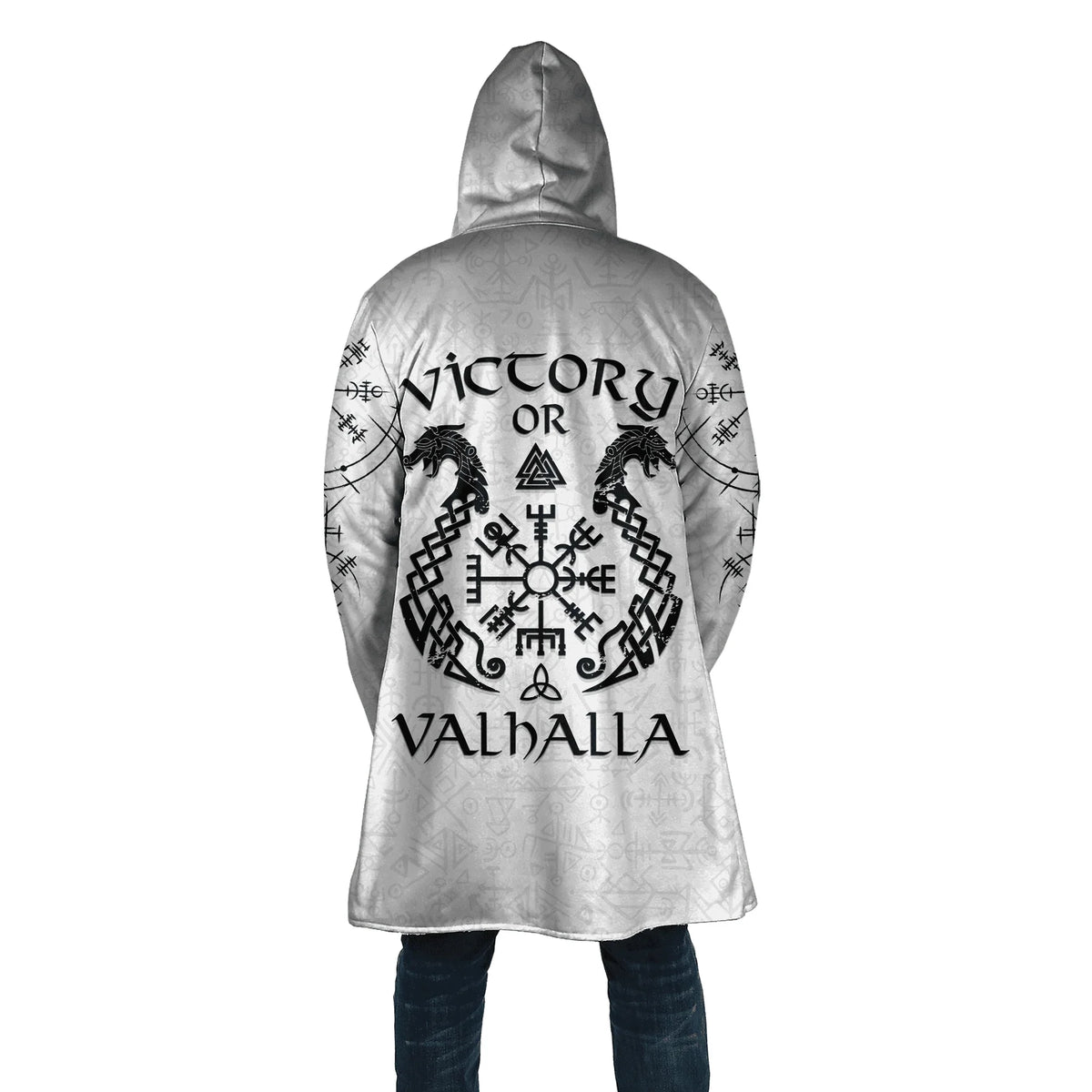 Winter Fashion Mens cloak Norse Odin Raven Tattoo 3D Printed Thick Fleece Hooded Coat Unisex Casual Warm Cape coat DP23