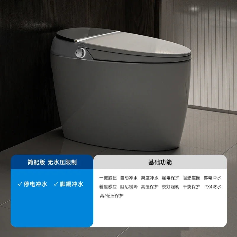 Intelligent toilet egg shaped seat with fully automatic and no water pressure limit