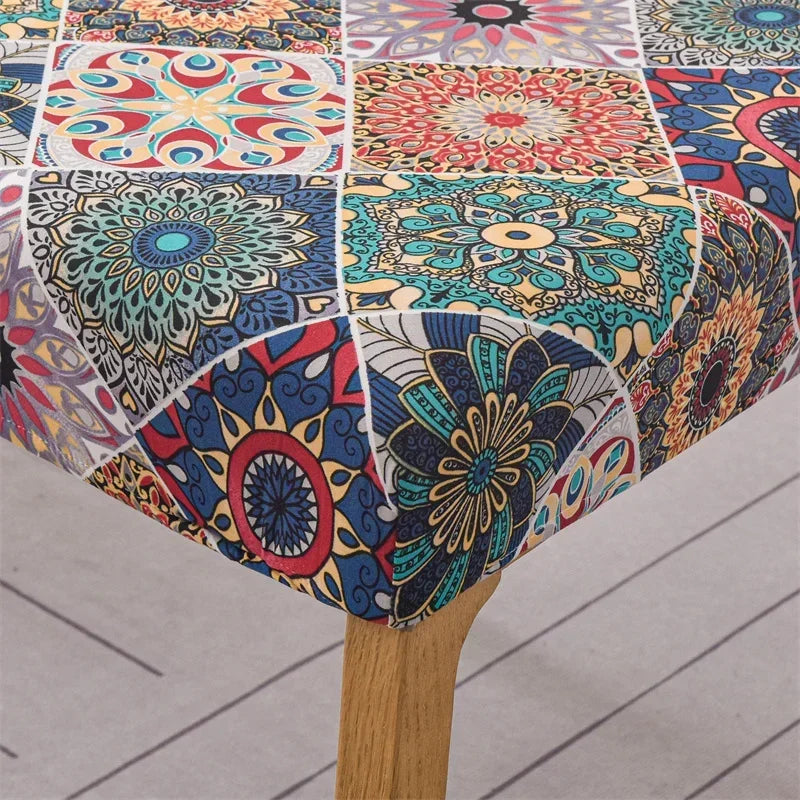 1PC Stretch Dining Chair Cover Printed Chair Seat Covers Removable Upholstered Chair Cushion Covers Home Decor