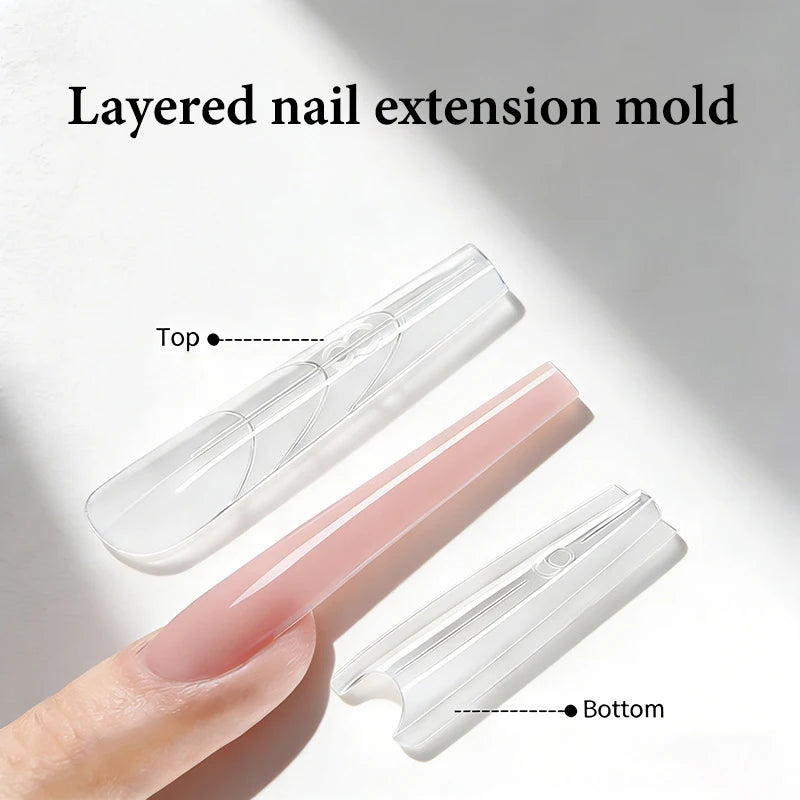 Sandwich Dual Nail Forms 60pcs 15Size Quick Extensions-Dual Forms T-shaped Ellipse Manicure Forms Top Mold Bottom Mold 3D
