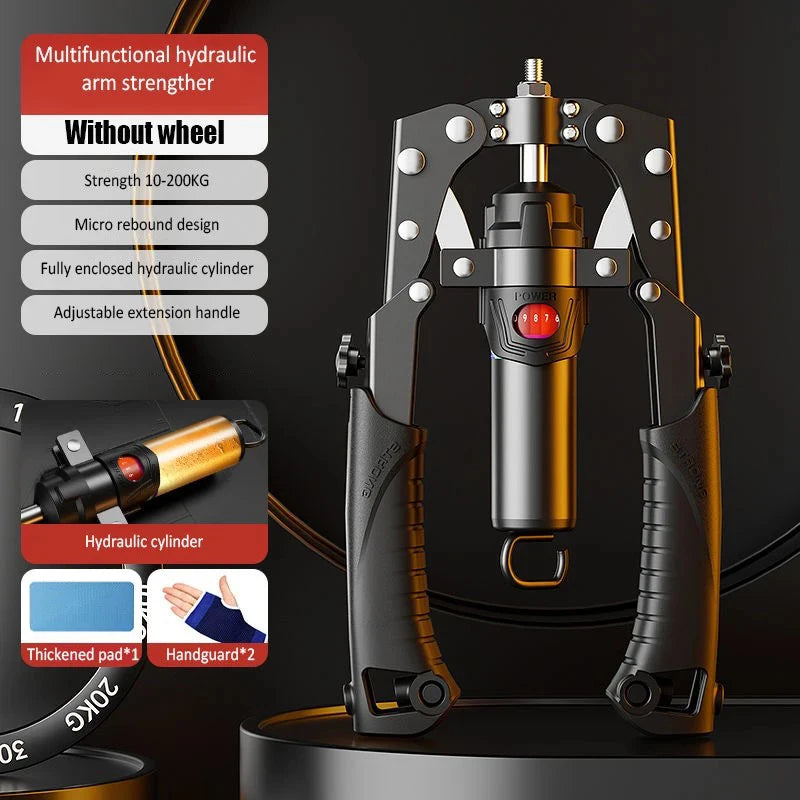 Arm Exerciser with Wheels Adjustable 22-440lb Hydraulic Arm Strengther Ab Wheel Chest Expander Abdominal Muscle Strength Trainer